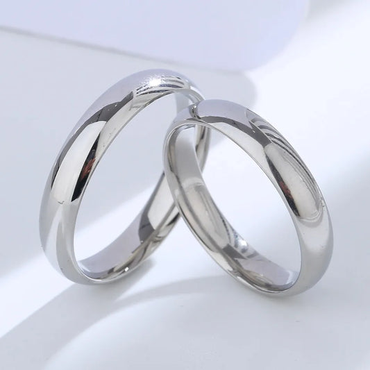 Buyee 925 Sterling Silver Couples Ring Sets Light Polishing Simple Ring Finger for Woman Man Classic Wedding Fine Jewelry Circle