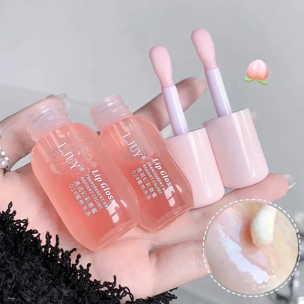 Crystal Jelly Lip Oil Hydrating Plumping Lips Coat Lipstick Lipgloss Tint Clear Lip Plumper Serum Transparent Fruit Lip Gloss