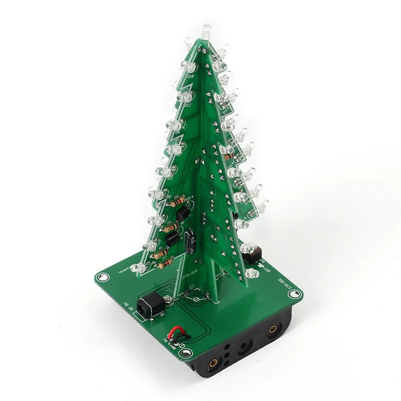 DIY Electronics Kit 3D Christmas Tree Soldering Practice Electronic Science Assembly Kit 3 Color/7 Color Flashing LED PCB