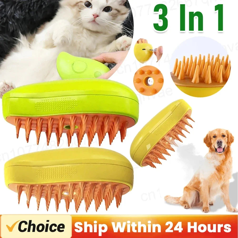 3 in 1 Cat Hair Removal Combs Steam Brush Steamy Dog Brush Electric Spray Cat Hair Brushes for Massage Pet Grooming Comb