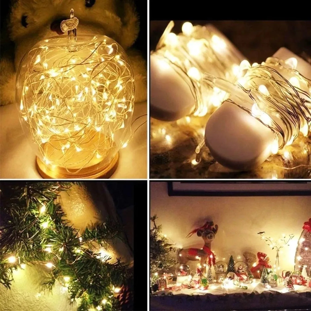 USB LED String Light 20M 200LED Silver Wire Outdoor Garland Light Waterproof Fairy Lights For Christmas Wedding Party Decoration