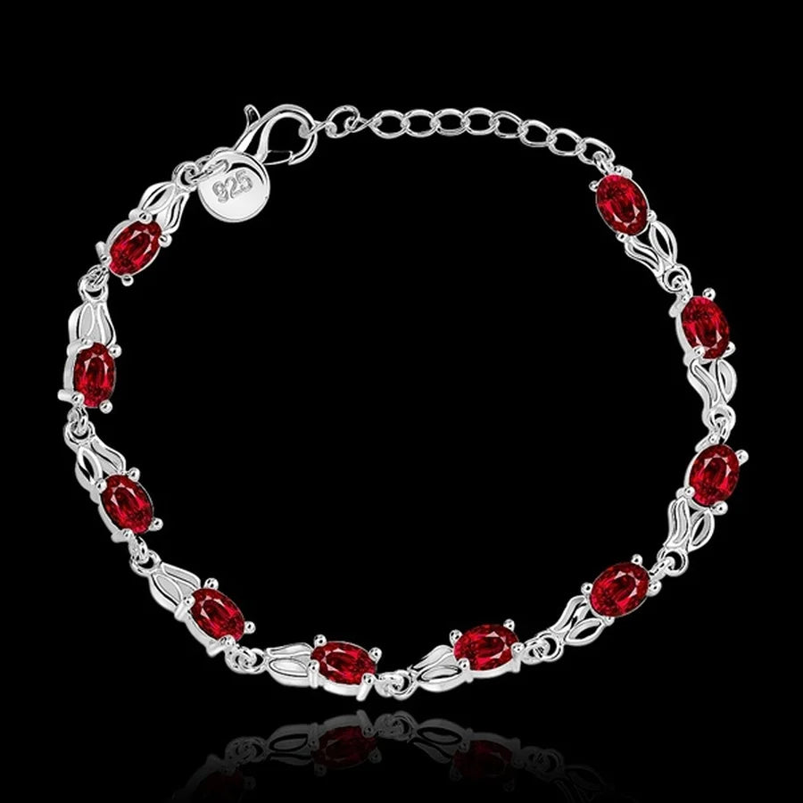 925 sterling silver Bracelets elegant charm beautiful crystal stone red Jewelry fashion for women wedding factory price