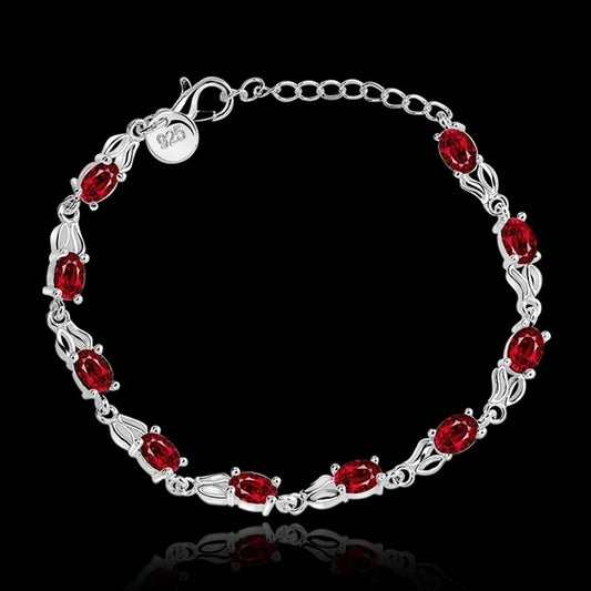 925 sterling silver Bracelets elegant charm beautiful crystal stone red Jewelry fashion for women wedding factory price