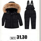 New Girls clothing Winter Warm down Cotton Jackets Children parka faux Fur Collar Coat Girl Thicken overalls Hooded kids Clothes