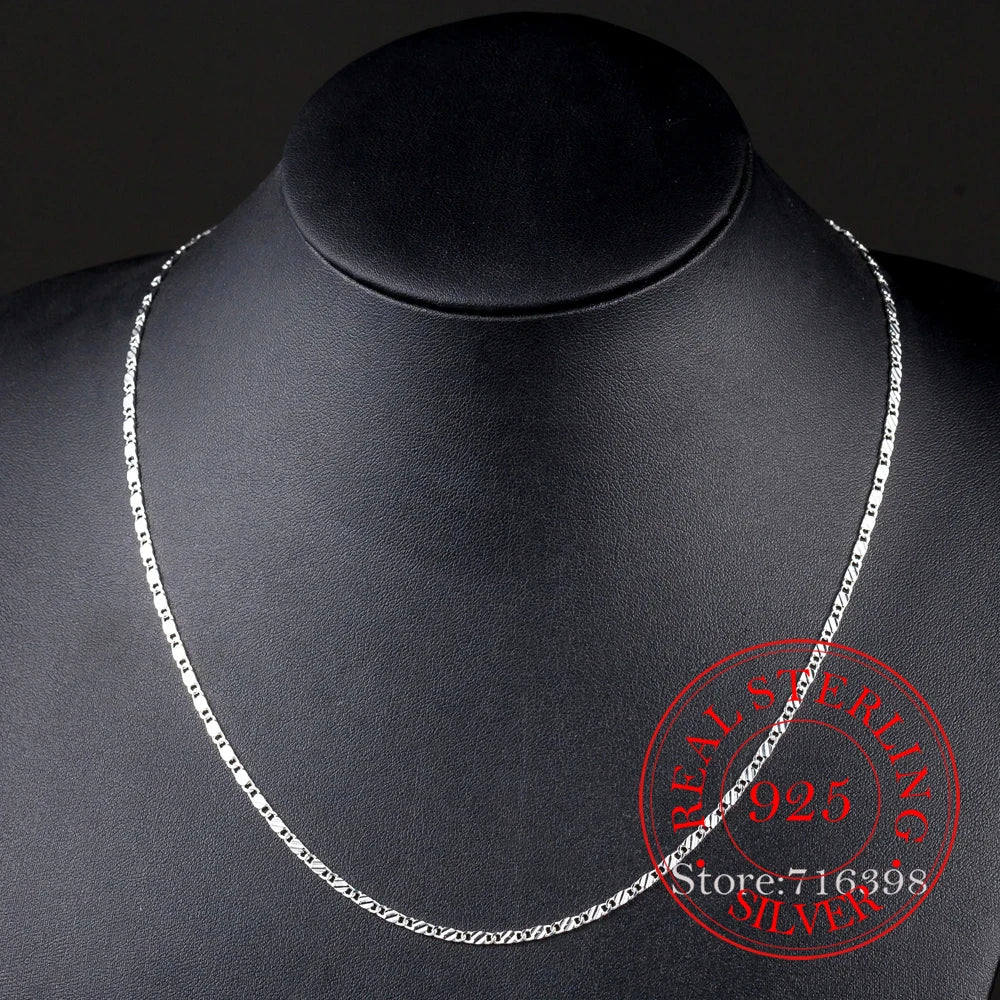 925 Sterling Silver 16/18/20/22/24/26/28/30 Inch 2mm Charm Chain Necklace For Women Man Wedding Party Jewelry collares para muje