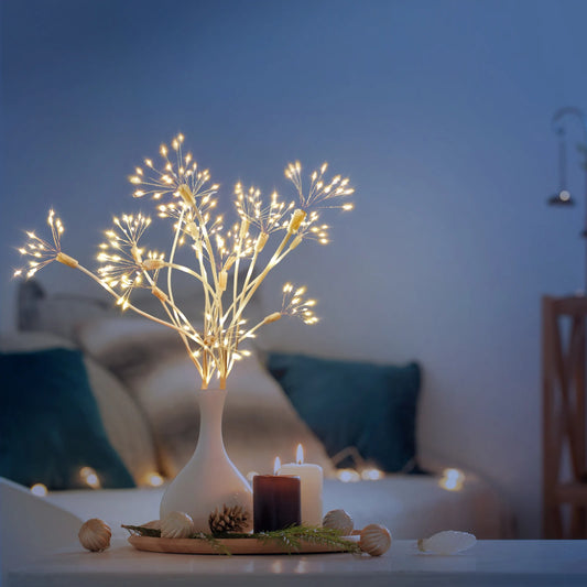 160 LED Fireworks Light Xmas Vase Filler Fairy Lamp Battery Cute Night Light for Christmas Party Wedding Bedroom Decoration Gift