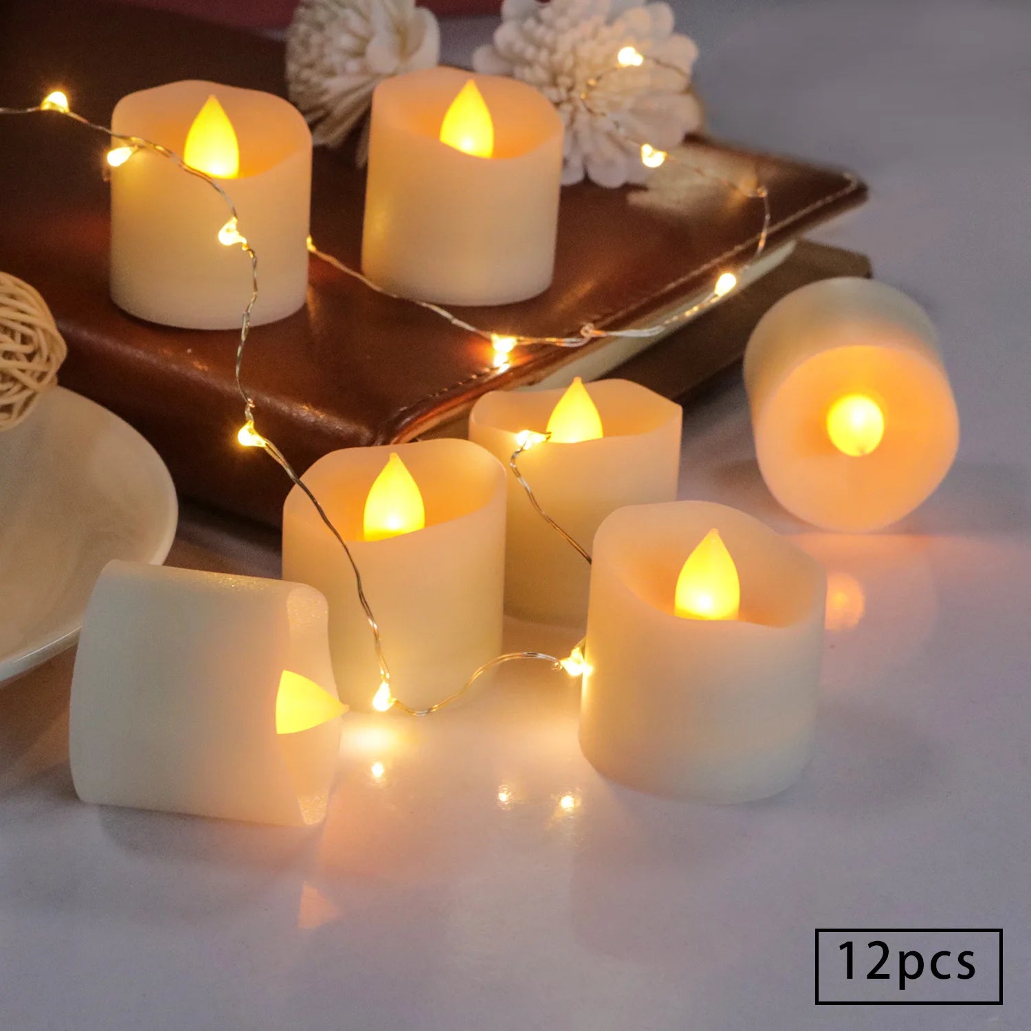 24Pcs Flameless LED Candle Lights Creative Wishing Led Tea Lamp Warm White Halloween Wedding Christmas Decoration Candle Light