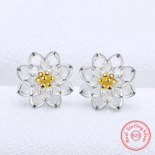 925 Sterling Silver Woman's New Fashion High-quality Jewelry Flower Stud Earrings XY0240