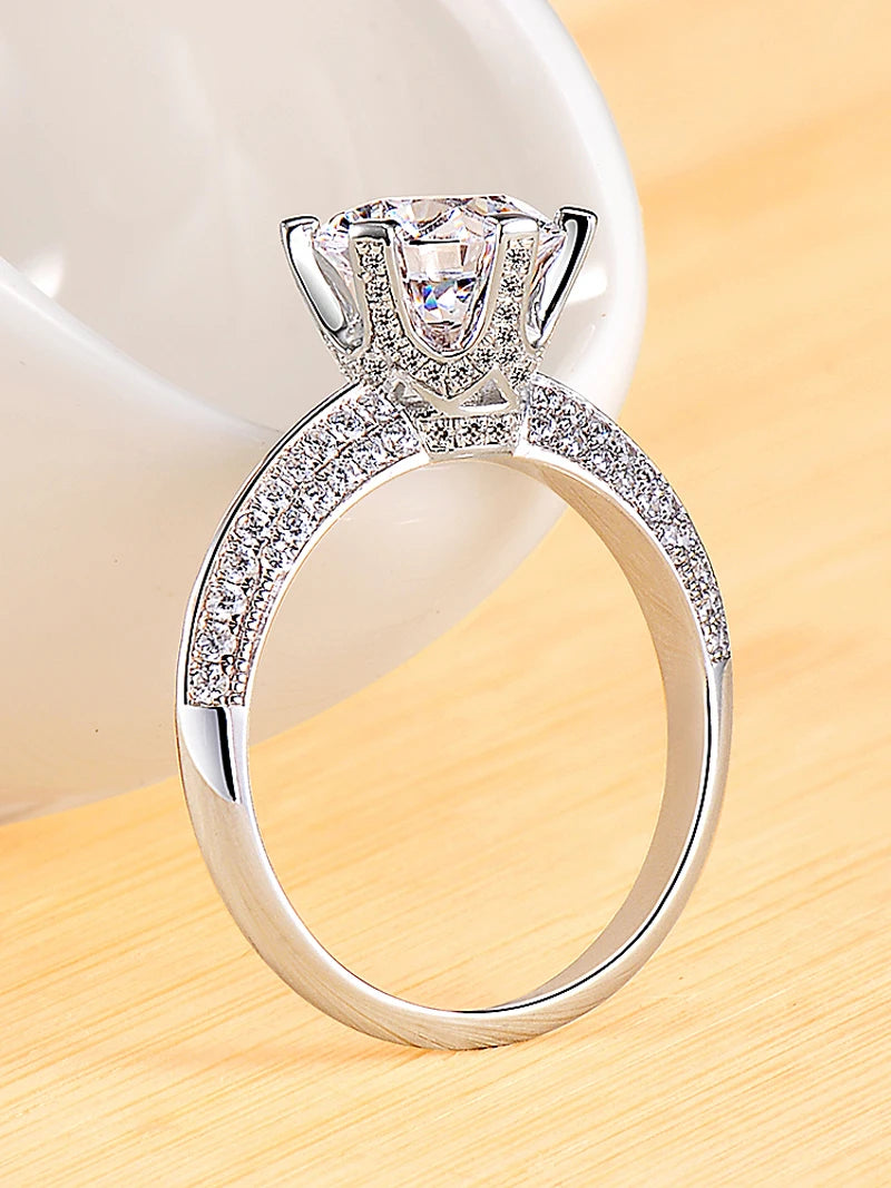 Luxury 2 Carat Engagement Wedding Rings For Women, Certified 925 Sterling Silver Ring Gift Jewelry Bride Fashion Accessories