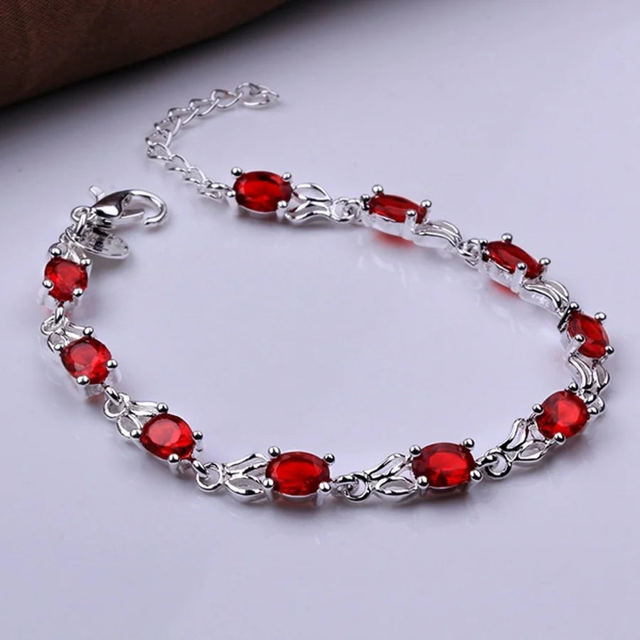 925 sterling silver Bracelets elegant charm beautiful crystal stone red Jewelry fashion for women wedding factory price