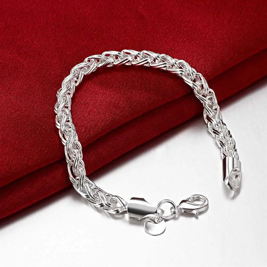 Hot retro twisting circle chain 925 Sterling Silver  Bracelet for woman Popular Wedding party Christmas Gifts fashion Jewelry