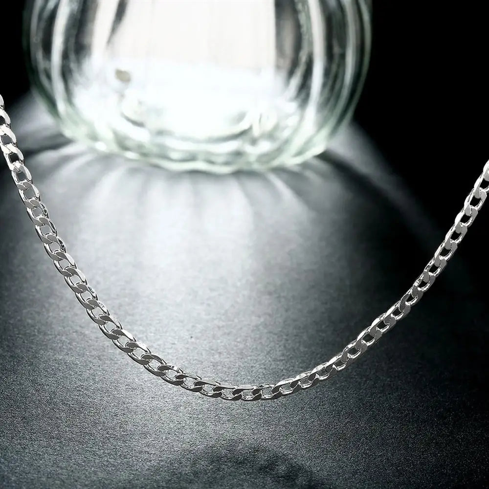 925 Sterling Silver Necklaces for men woman 16-30 Inches fine 4MM sideways Chain classic Jewelry high quality Christmas Gifts