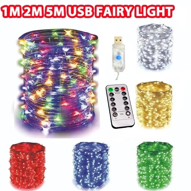 USB Led String Light 5M/10M/20M/30M 8Mode Remote Control Lights Fairy garlands Wedding Christmas Holiday Decor lamps New Year