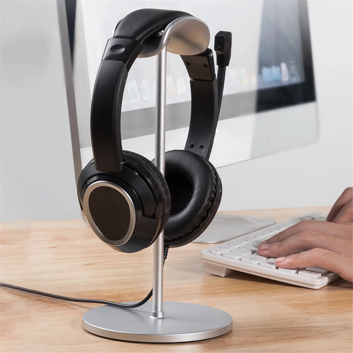 Headphone Stand Stylish Non-Slip Headset Holder for AirPods Max/Beats/Bose/Sennheiser/Audio-Technica/Sony/AKG Etc Silver