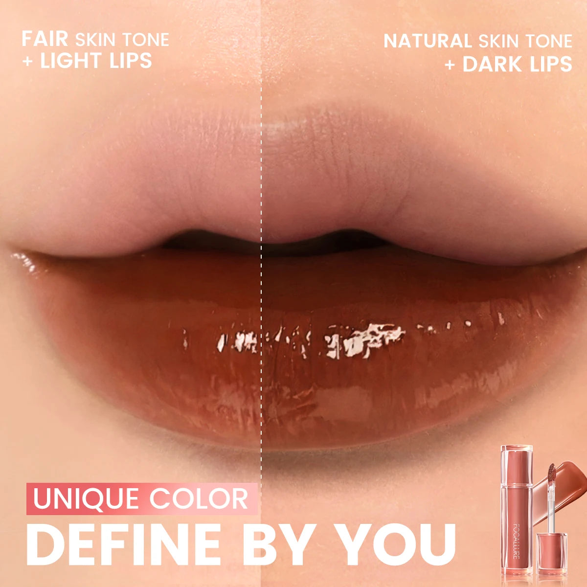 FOCALLURE Jelly Mirror Liquid Lipstick Non-stick Cup Moisturizing Lip Gloss Long Lasting Sexy Water Glossy Lip Tint Makeup