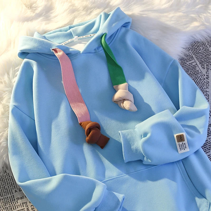 100% Cotton High Quality Candy Color Cute Kawaii New in Hoodies Sweatshirts for Women Winter Spring Japanese Streetwear Hoodie