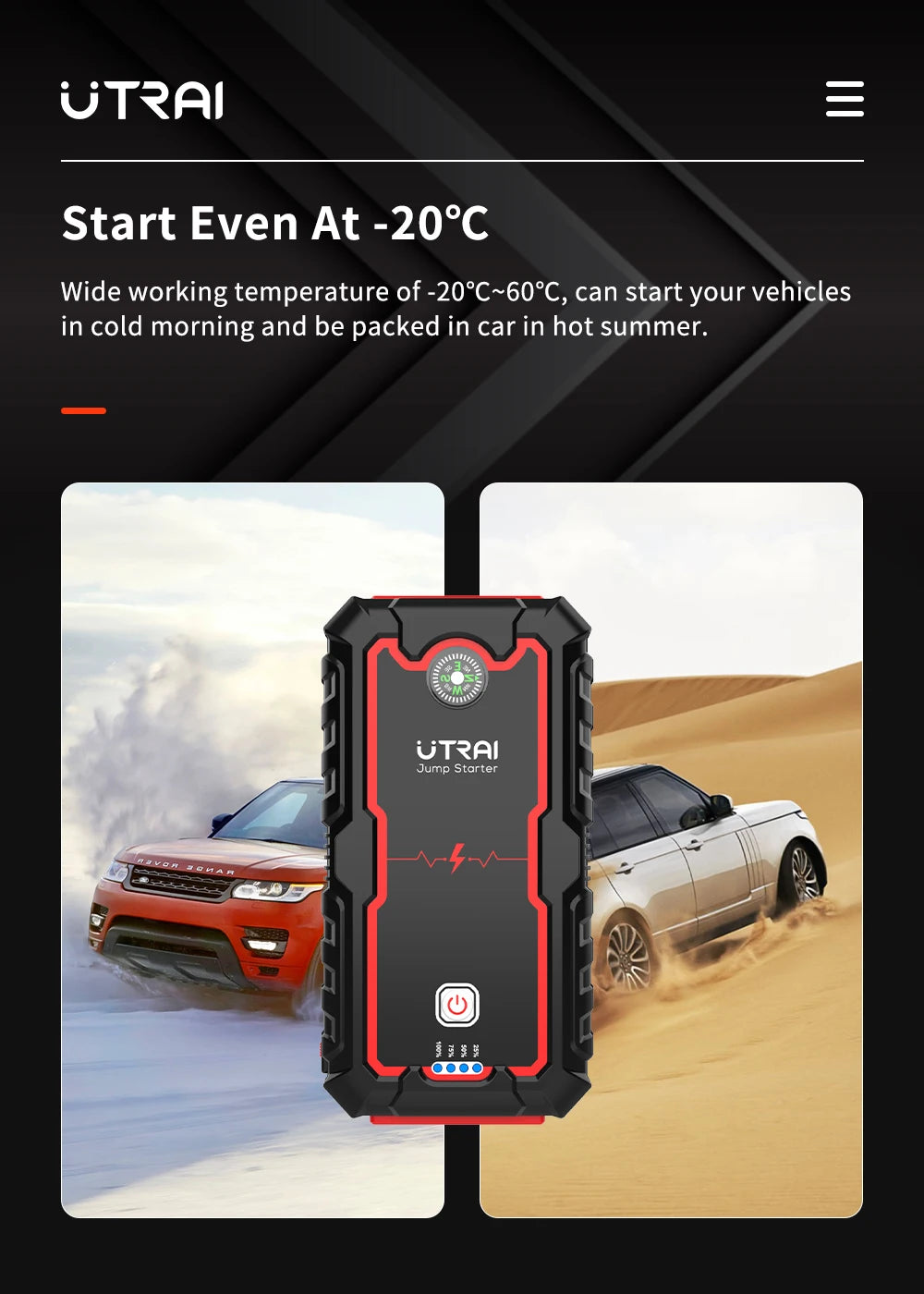 UTRAI Power Bank  2000A Jump Starter Portable Charger Car Booster 12V Auto Starting Device Emergency Car Battery Starter