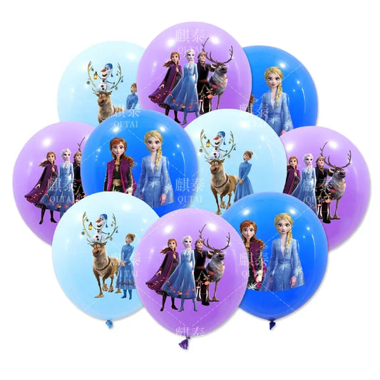 10pcs Frozen Theme Snow Queen 12 Inch Latex Balloons Girls Birthday Party Decorations Toys For Kid Baby Shower Party Supplies