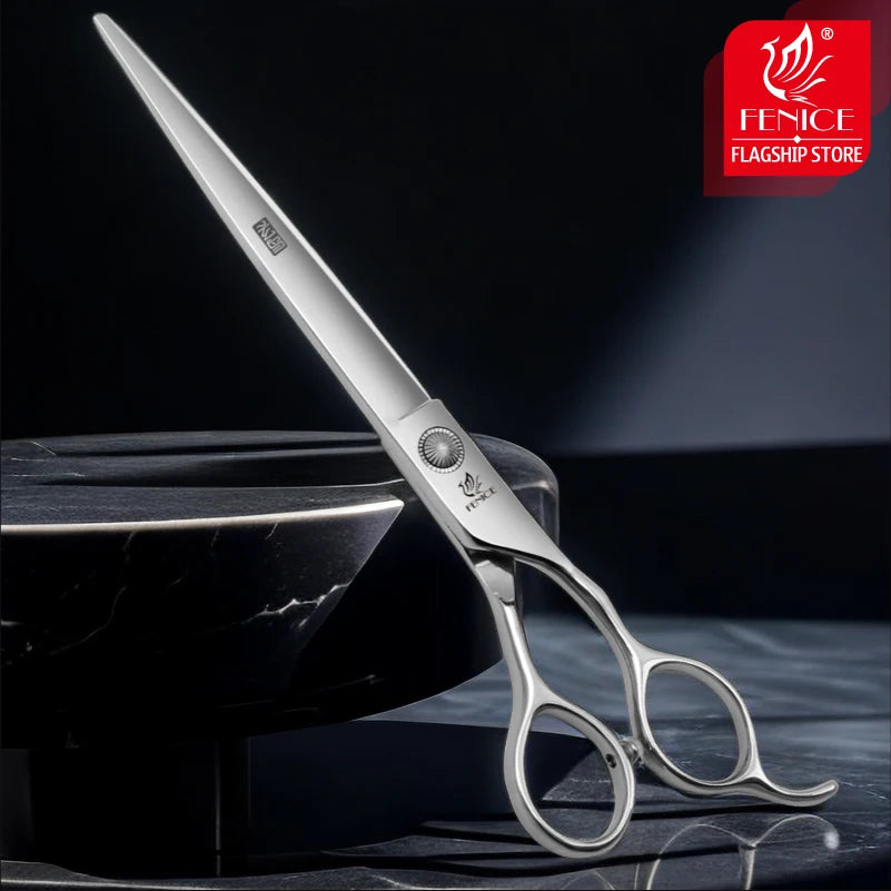 Fenice Pet Grooming Scissors 6/6.5/7/7.5 inch Professional Cutting Curved Thinning Chunker Shears For Pet Groomers Household Use