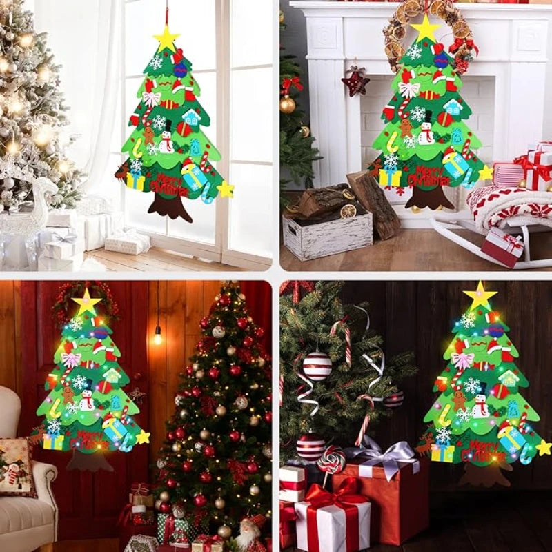 DIY Felt Christmas Tree Christmas Decoration for Home Navidad Noel 2025 New Year Christmas Ornaments Santa Claus Xmas Kids Gifts