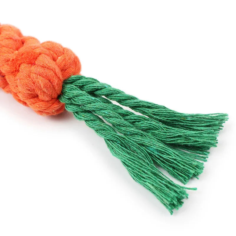 1 Piece Dog Toy Set Carrot Knot Rope Ball Cotton Rope Dumbbell Puppy Teeth Cleaning Chew Toy Durable Woven Anti-Bite Pet Supplie