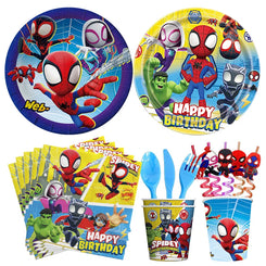 Bulbusbow Spidey Birthday Decorations Spidey And His Amazing Friends Tableware Set Plates Cups Backdrop Balloons Child Party Supplies