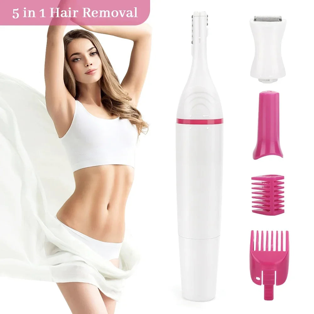 Multifunction Women Hair Removal Electric Shaving Female Shaving Machine Mini Shaver Trimmer Razor for Eyebrow Underarm 5 in 1