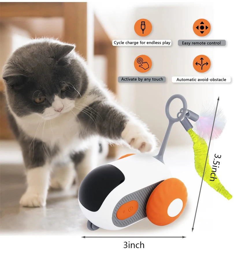 Cat Smart Interactive Car Toy Automatic Moving Remote Mouse Indoor Kitty Ball Toys Controlled Car for Cats Dogs Playing Training