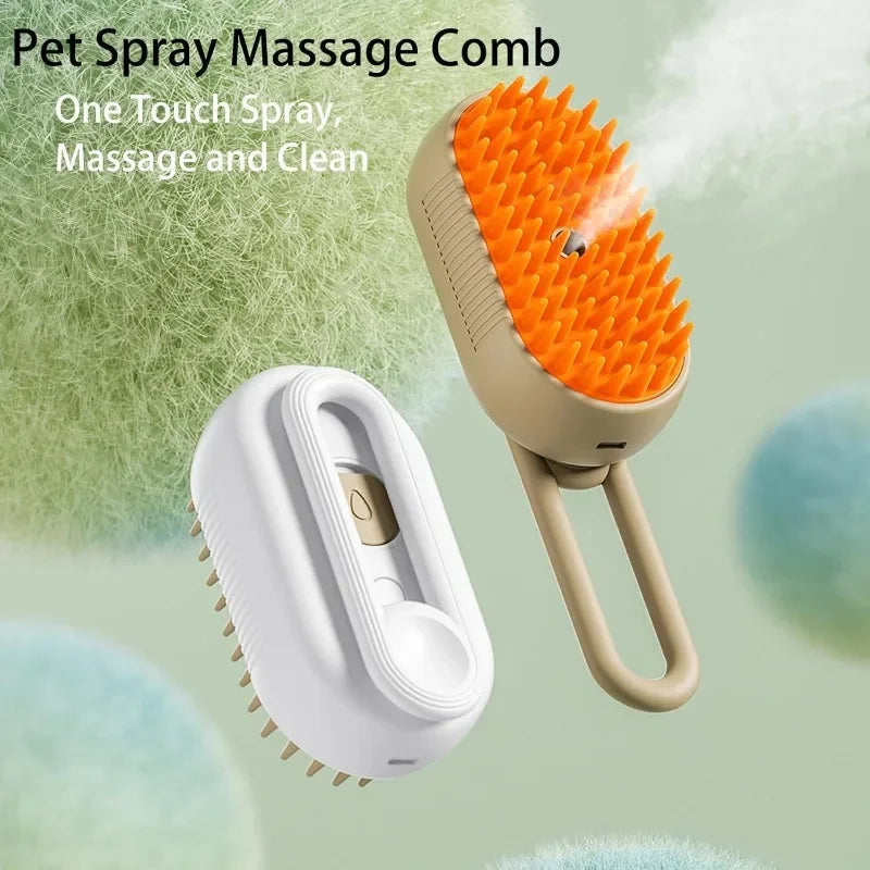 Rechargeable Steam Cat Grooming Brush Steamy To Remove Loose Hair 3 in1 Electric Self Cleaning Spray Dog Brush Massage Pet Combs