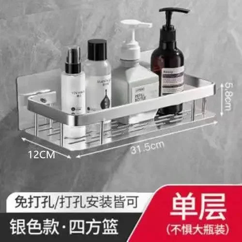 Bathroom Storage Wall Mount Shampoo Makeup Storage Holder Bathroom Accessories No Drilling Wall Shelf Shower Holder for WC