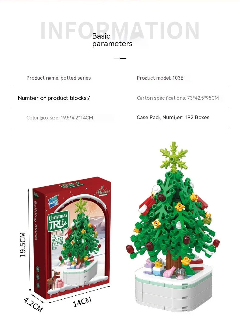 New Christmas Tree Building Blocks Music Box With Lights Christmas Ornaments Gift Assembly Small Particles For Girls Gift Toys