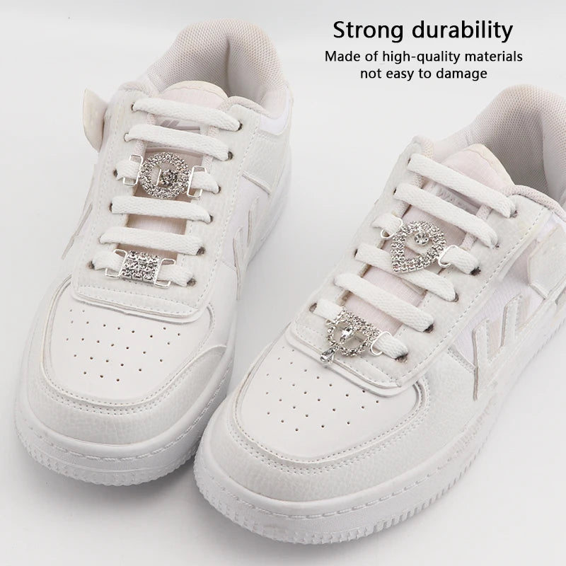 Luxurious Diamond Shoelaces Metal Buckle for AF1 Rhinestone Shoe Decorations Charms Metal Laces Lock Sneakers Shoes Accessories