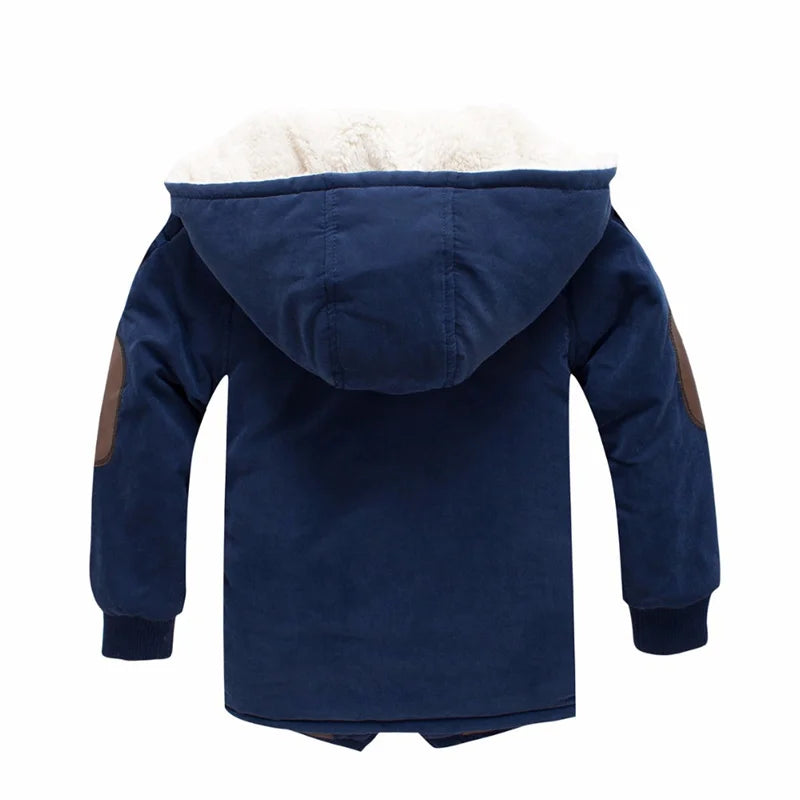 Winter Boys Thick Jackets Children Plus Fleece Warm Overcoat Boys Cotton Hooded Coat For Kids Withstand The Severe Cold Clothes