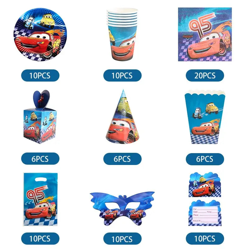 Disney Pixar Cars Birthday Party Decorations Child Lightning Mcqueen Theme Tableware Set Balloon Deco Happy Banner Supplies Boy