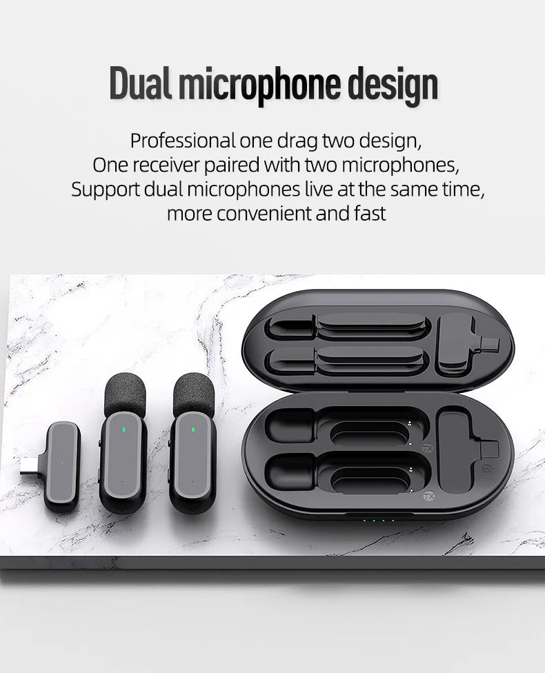 Xiaomi Mijia Wireless HD Radio Live Microphone Noise Cancel Dual Mic 20 Meters for Mobile Phone Tiktok Short Video Recording