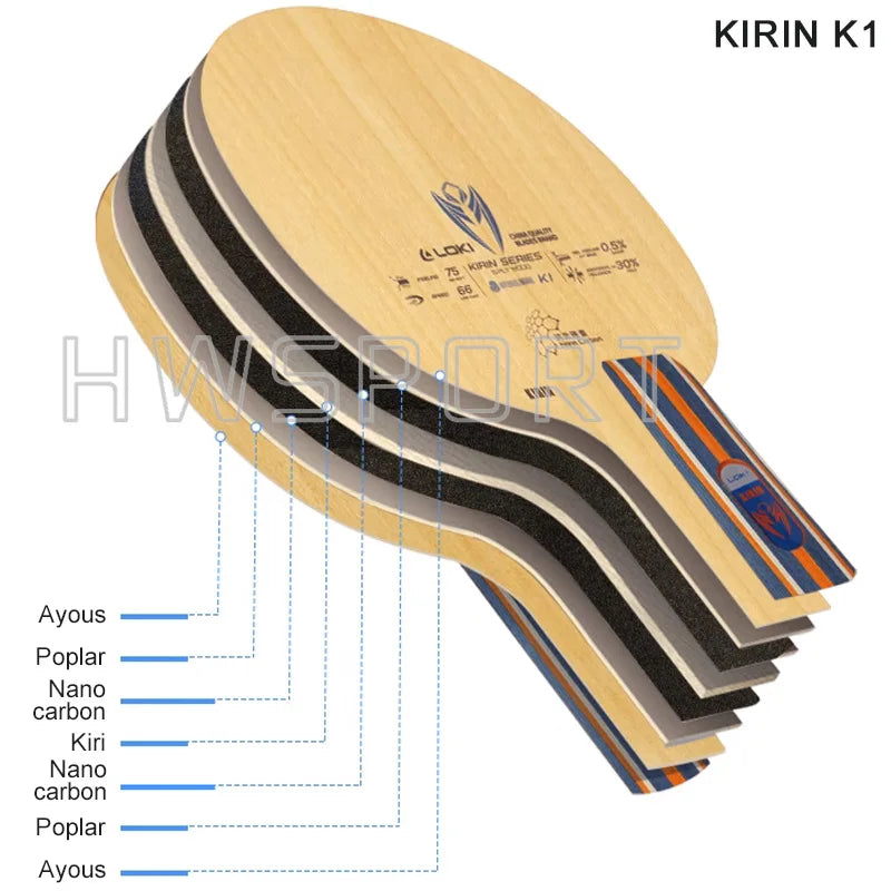 LOKI Kirin K1 K2 K3 Table Tennis Blade Offensive Entry Ping Pong Blade 5+2 Layers Base Board FL Grip