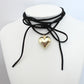 Bulbusbow 2024 New Trend Goth Black Velvet Big Heart Pendant Choker Necklace for Women – Elegant Weave Knotted Bowknot Adjustable Chain | Trendy Gothic Jewelry