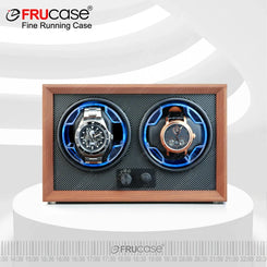 FRUCASE Double Watch Winder for Automatic Watches 2 Rolex Box Jewelry Display Collector Storage Wood Grain with Light