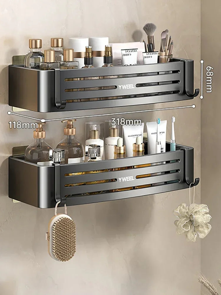 No Drill Bathroom Shelf Bathroom Makeup Shampoo organizer Aluminium Bathroom Organizer Shower Shelf Bathroom Accessories