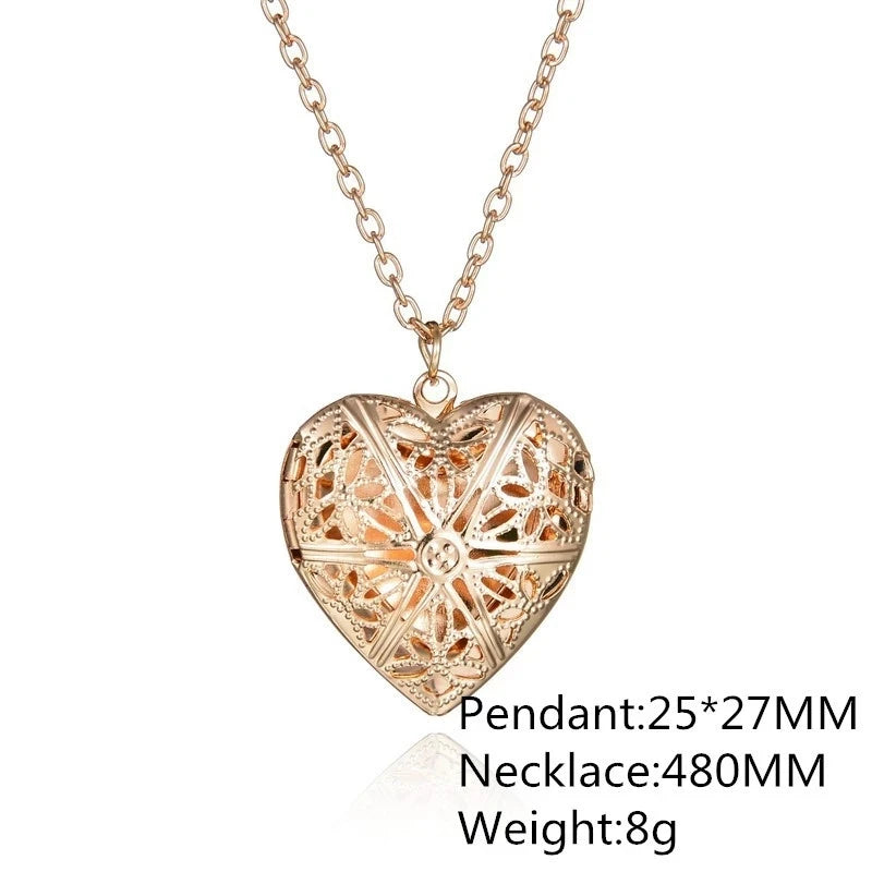 Bulbusbow Hollow Engraved Sweet Peach Heart Love Chain Necklace – Personalized Opening & Closing Heart Shaped Photo Box Pendant for Women | Perfect Love Gift 2024