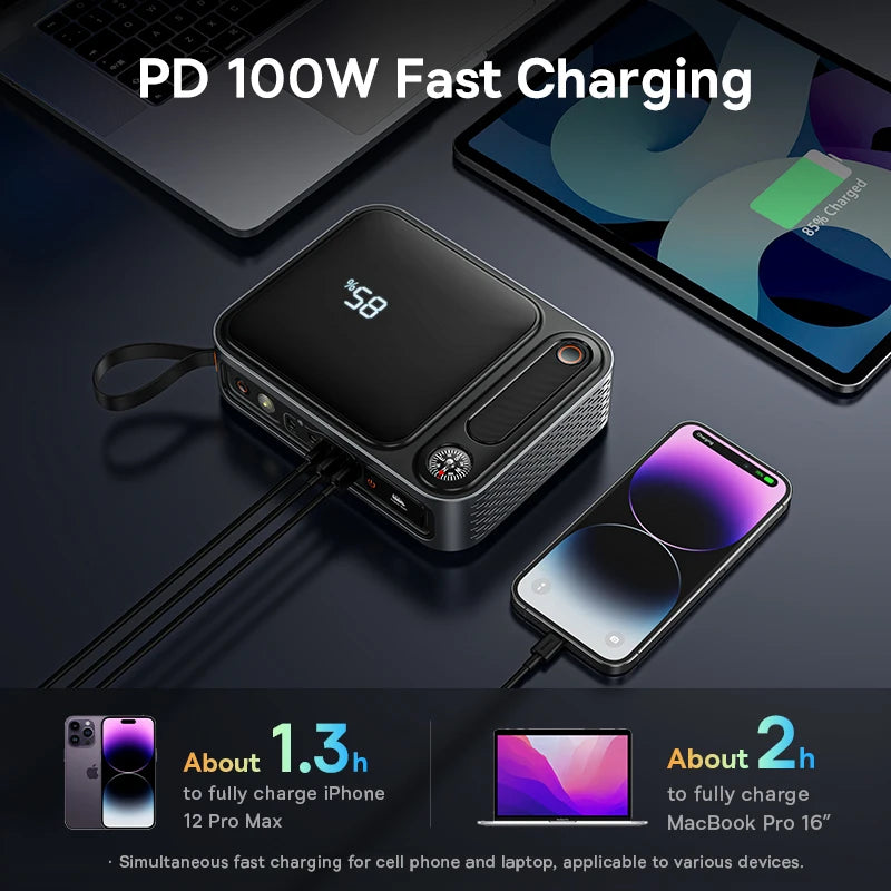 Baseus 3000A Car Jump Starter Power Bank 26800mAh Car Starting Device with PD 100W Fast Charging Car Battery Charger Booster