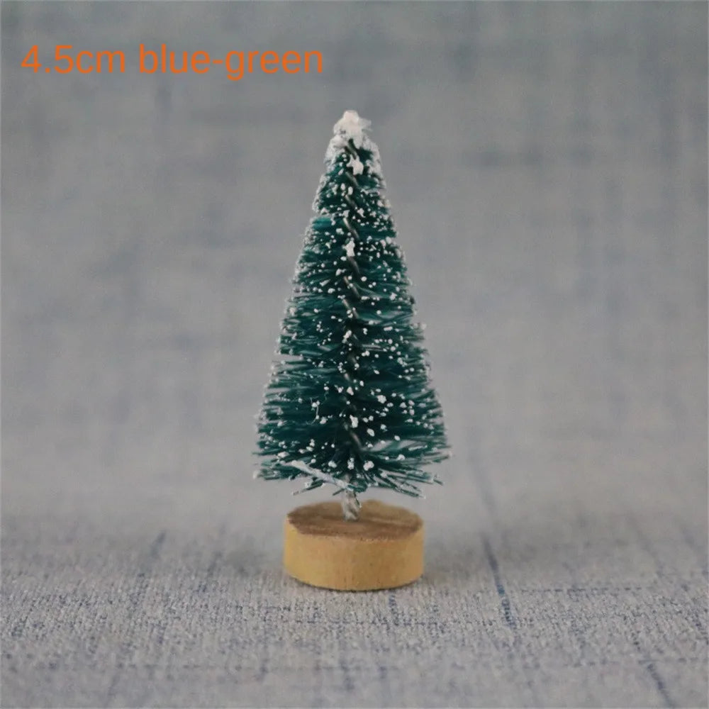 12PCS Set Mini Christmas Tree DIY Christmas Decorations 2025 Year Small Pine Tree Xmas Ornaments Navidad Gifts Christmas Decors