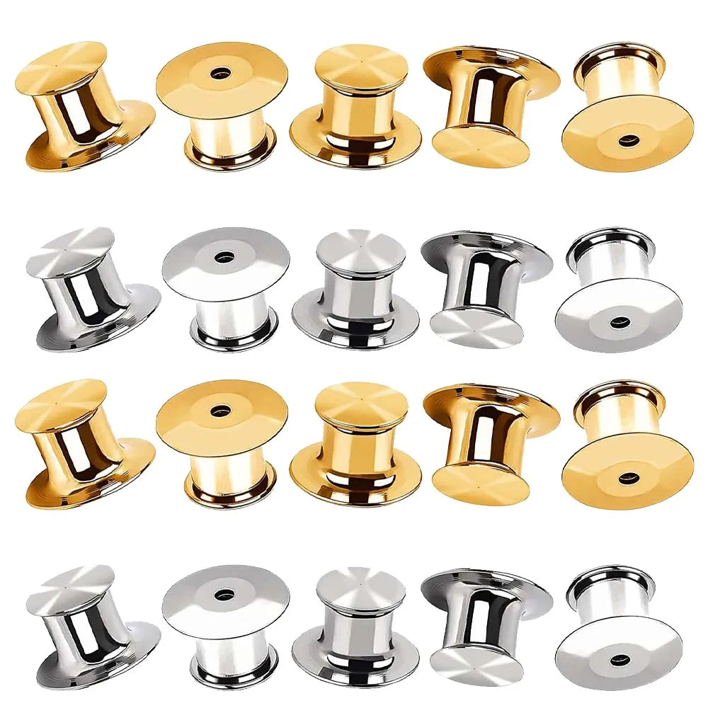 Bulbusbow 10/20Pcs Metal Locking Pin Backs – Premium Pin Keeper Clasps for Secure Brooches and Lapel Pins