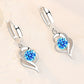 Bulbusbow 925 Sterling Silver Heart Drop Earrings with Blue, Pink, White & Purple Crystal Zircon and Sapphire