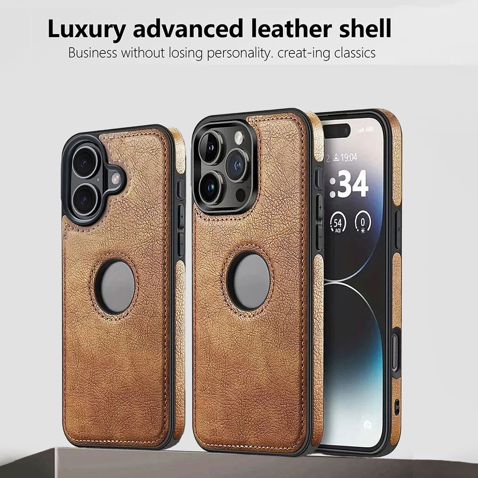 Luxury Business PU Leather Phone Case For iPhone 16 Pro Max 16 Plus Shockproof Thin Half-Cover Case