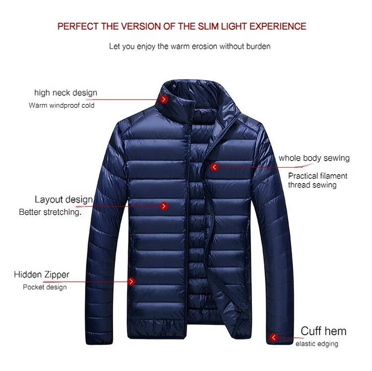 UETEEY Autumn Winter New Ultra Light White Duck Down Jacket Men Waterproof Casual Outdoor Portable Lightweight Male Padded Coats