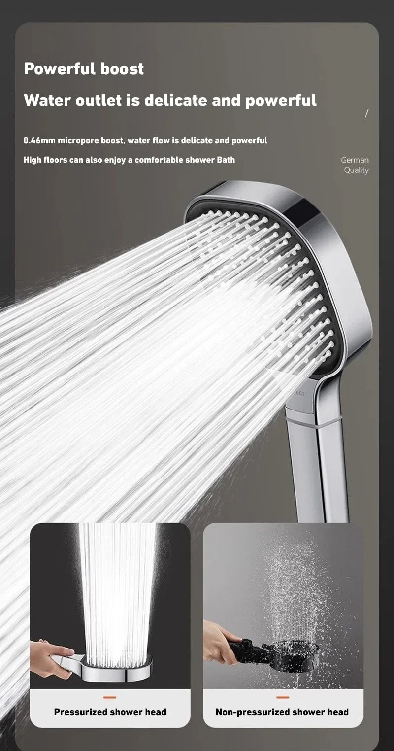 13CM Large Panel 3 Modes High Pressure Shower Head Massage Adjustable Shower Head With Filter Element Bathroom Accessories 2024