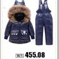 New Girls clothing Winter Warm down Cotton Jackets Children parka faux Fur Collar Coat Girl Thicken overalls Hooded kids Clothes