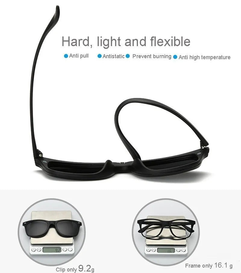 6 In 1 Custom Men Women Polarization Optical Magnetic Sunglasses Clip Magnet Clip on Sunglasses  Clip on Sun Glasses Frame