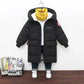 Children's hooded cotton jacket, medium length windproof jacket, warm, cold proof, solid color, winter, new fashionable down jac